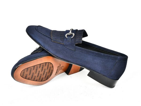 TNL 187 Lacivert Süet Hakiki Kösele Toka Detaylı Loafer Erkek Ayakkabı