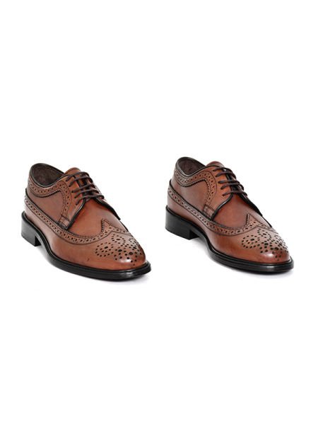 TNL 906 Kahverengi  Antik Deri, Kauçuk Enjeksiyon Hakiki Kösele Dikişli Taban, Oxford Model Erkek Ayakkabı ( 39- 47 No )