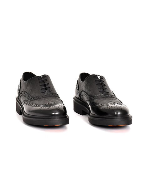 BOT 505 Siyah Açma Deri Kauçuk Taban Oxford Model Erkek Ayakkabı