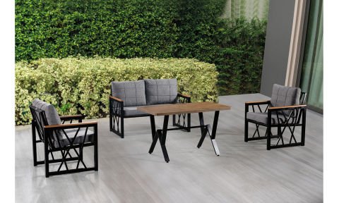 Açelya Füme 2+1+1 +Masa Bahçe Mobilyası (Salon, Balkon, Cafe Ofis)