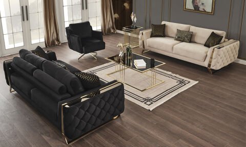 Gloria Modern Gold Koltuk Takımı (3+3+1)