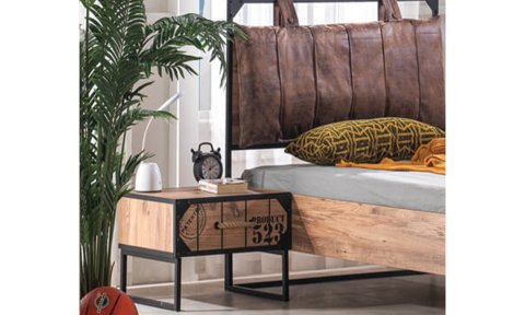 Loft Genç Odası Takımı (4 Kapılı Dolap * 100-200 Başlıklı Karyola* Komodin)