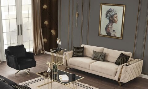 Gloria Modern Gold Koltuk Takımı (3+1)
