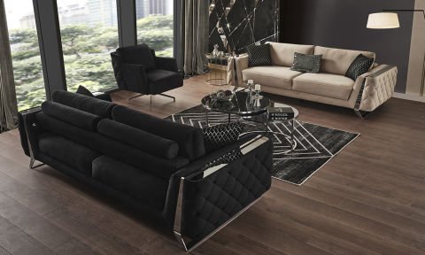 Gloria Modern Krom Koltuk Takımı (3+3+1)
