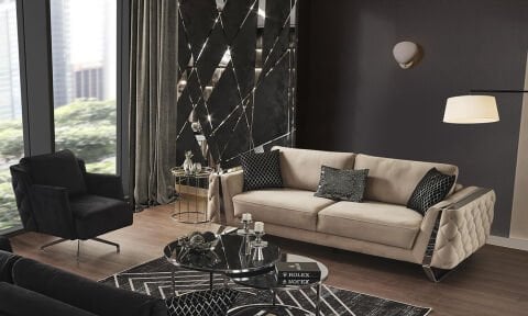 Gloria Modern Krom Koltuk Takımı (3+1)