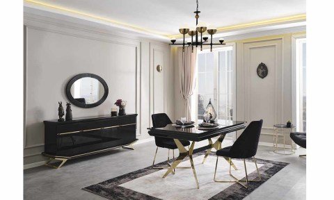 Masarati Gold Yemek Masası ve 6 Sandalye