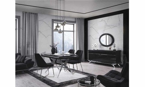 Masarati Gümüş Yemek Odası Takımı