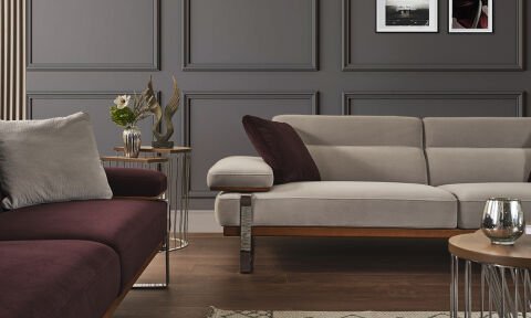 Lavina Modern Bordo Koltuk Takımı (3+3+1+1)