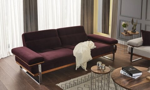 Lavina Modern Bordo Koltuk Takımı (3+3+1)