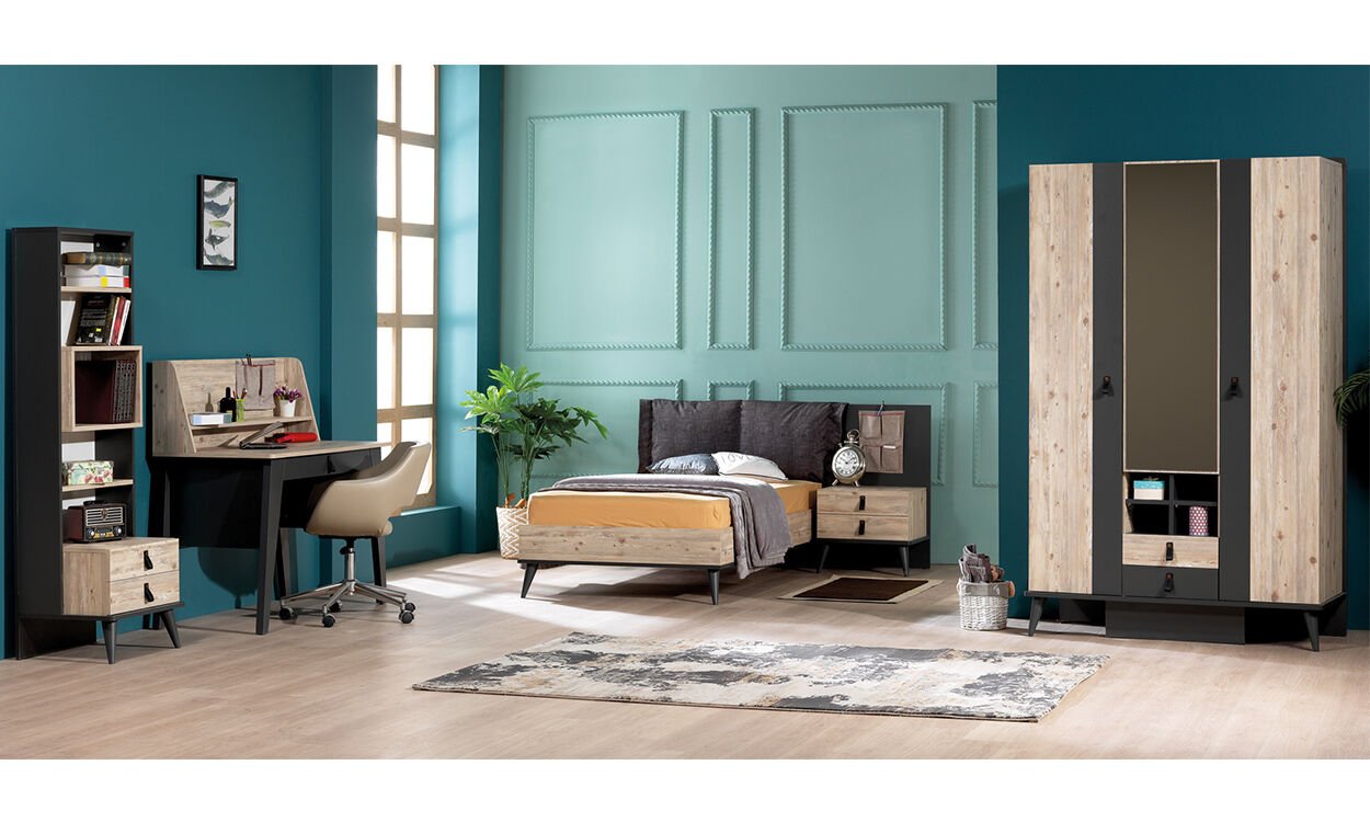 Rodi Soho Genç Odası Takımı (4 Kapılı Dolap *100*200 Karyola * Komodin)