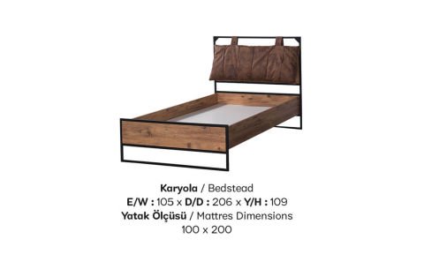 Loft Genç Odası Takımı (3 Kapılı Dolap * 100-200 Başlıklı Karyola* Komodin)