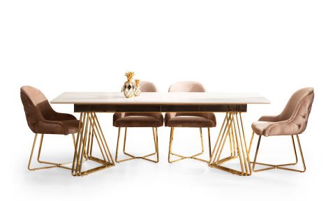 Pugon Yemek Masası ve 4 Sandalye (Krem)