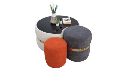 Wosse Modern Köşe Koltuk Takımı (Sallanır Sandalyeli ve Puflu)