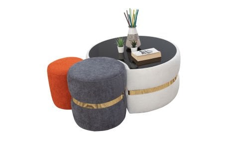 Wosse Modern Köşe Koltuk Takımı (Sallanır Sandalyeli ve Puflu)