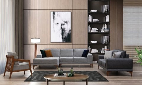 Leon Modern Köşe Koltuk Takımı(Köşe+Üçlü+Berjer)