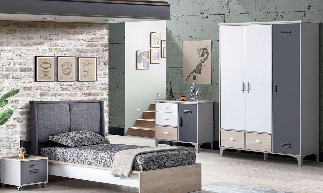 Lego Genç Odası Takımı (Antrasit) | Mobilyabazari Genç Odası Takımı