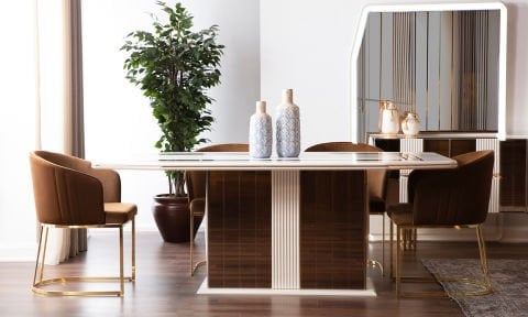 Soho Yemek Masası ve 4 Sandalye (Krem)