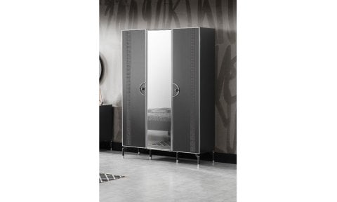 Active Antrasit Genç Odası Takımı (3 Kapılı Dolap, Komodin, 100*200 cm Başlıklı Karyola)