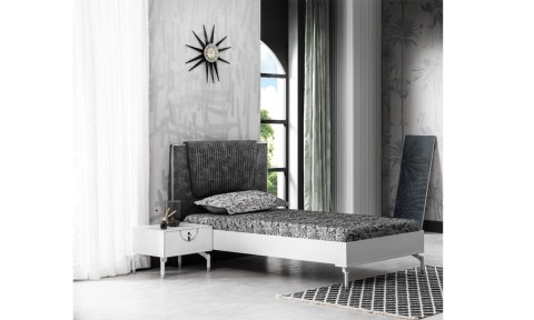 Motto Antrasit Genç Odası Takımı (3 Kapılı Dolap, Komodin, 100*200 cm Başlıklı Karyola)