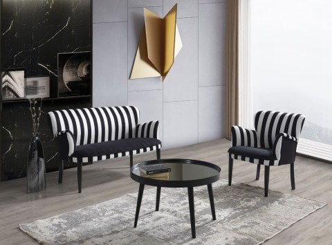 Zebrano Çay Seti İkili Koltuk (Salon Balkon Cafe Ofis)
