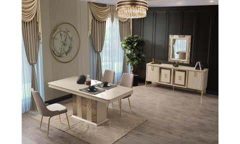 Bahar Yemek Odası Takımı (Vizon-Bej)