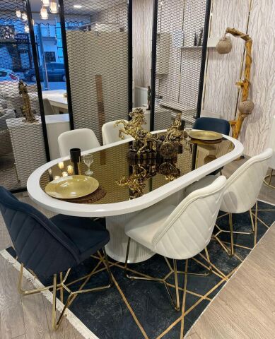 Guccix Ekru Yemek Odası Takımı
