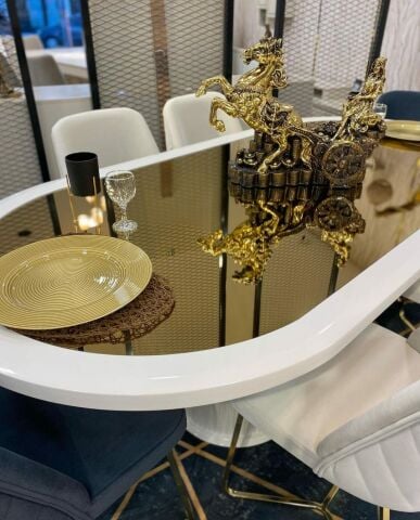 Guccix Ekru  Yemek Masası ve 6 Sandalye
