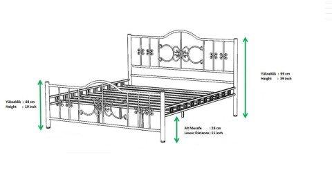 Simona Metal Ferforje Çift Kişilik Karyola 150*200 cm
