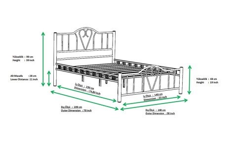 Toronto Metal Ferforje Çift Kişilik Karyola 150*200 cm
