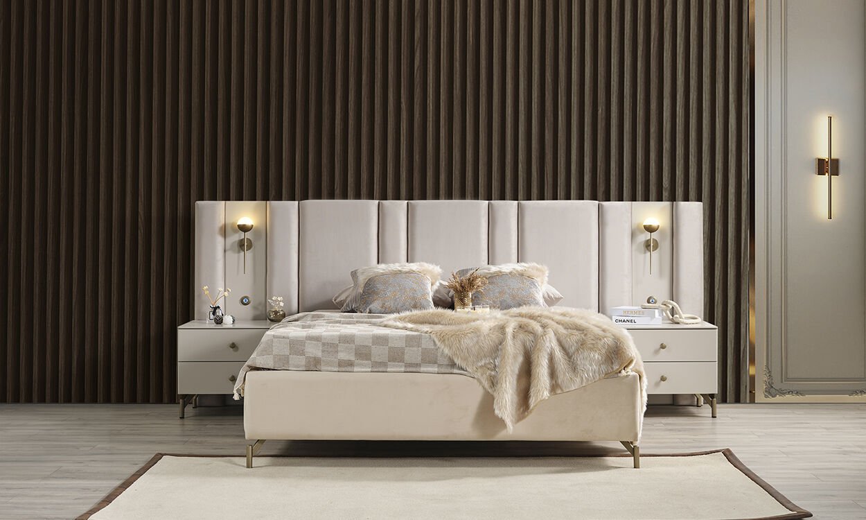 Eva Natura Yatak Odası 160*200 cm Başlıklı Bazalı Karyola