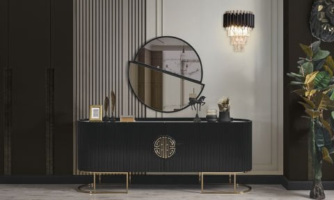 Guccix Siyah Gold Yemek Odası Konsol
