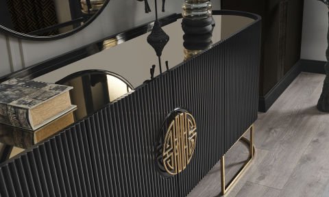 Guccix Siyah Gold Yemek Odası Konsol