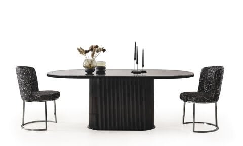 Guccix Siyah Krom Yemek Masası