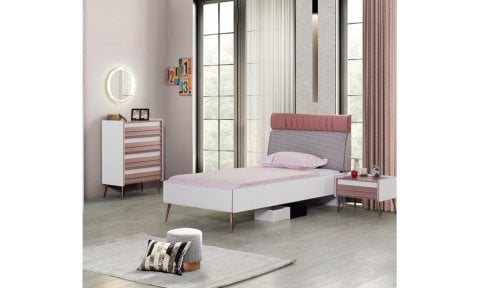 Rose Genç Odası 100*200 cm Başlıklı Yavrulu Karyola