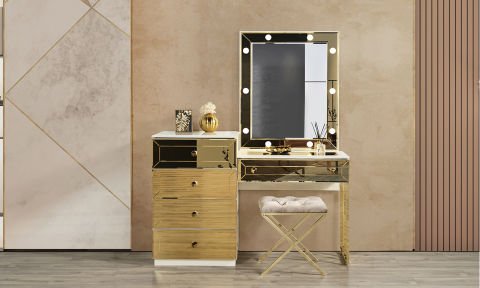 Gold  Yatak Odası Aynalı Şifonyer