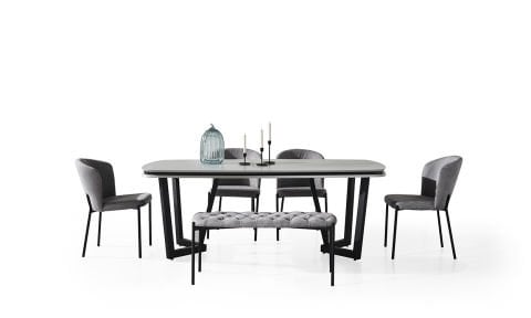 Tesla Plus Yemek Masası ve 4 Sandalye +1 Bench