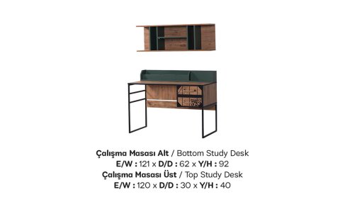 Loft Genç Odası Çalışma Masası ve Ünite