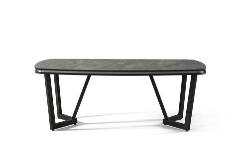 Tesla Siyah-Gümüş Yemek Masası ve 4 Sandalye + 1 Bench