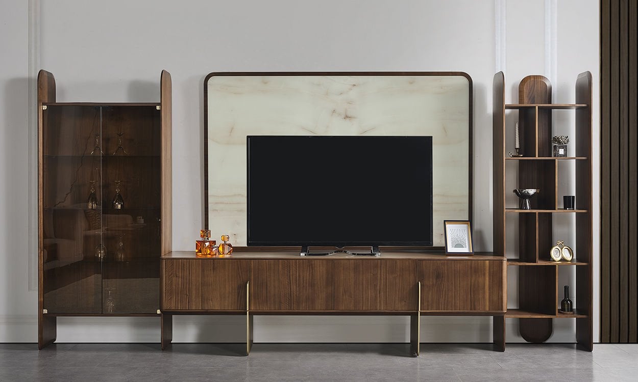 Sirius Kitaplıklı Vitrinli Tv Ünitesi Takımı