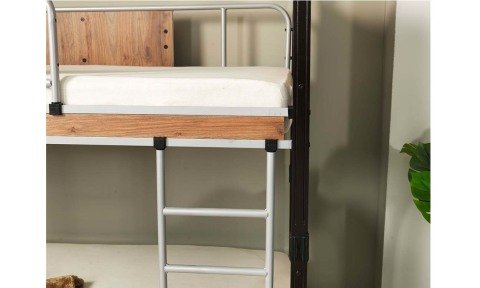 Alara Metal Ahşap Tek Kişilik Ranza 90*190 cm (Ceviz)