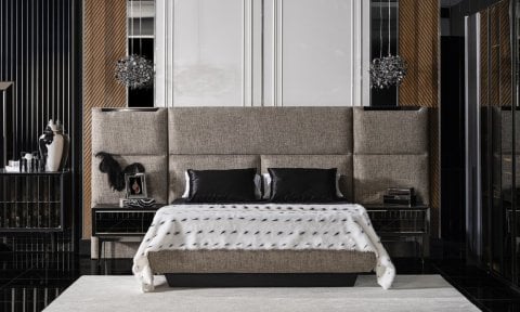 Lucca Yatak Odası Panolu 160*200 Başlıklı Karyola