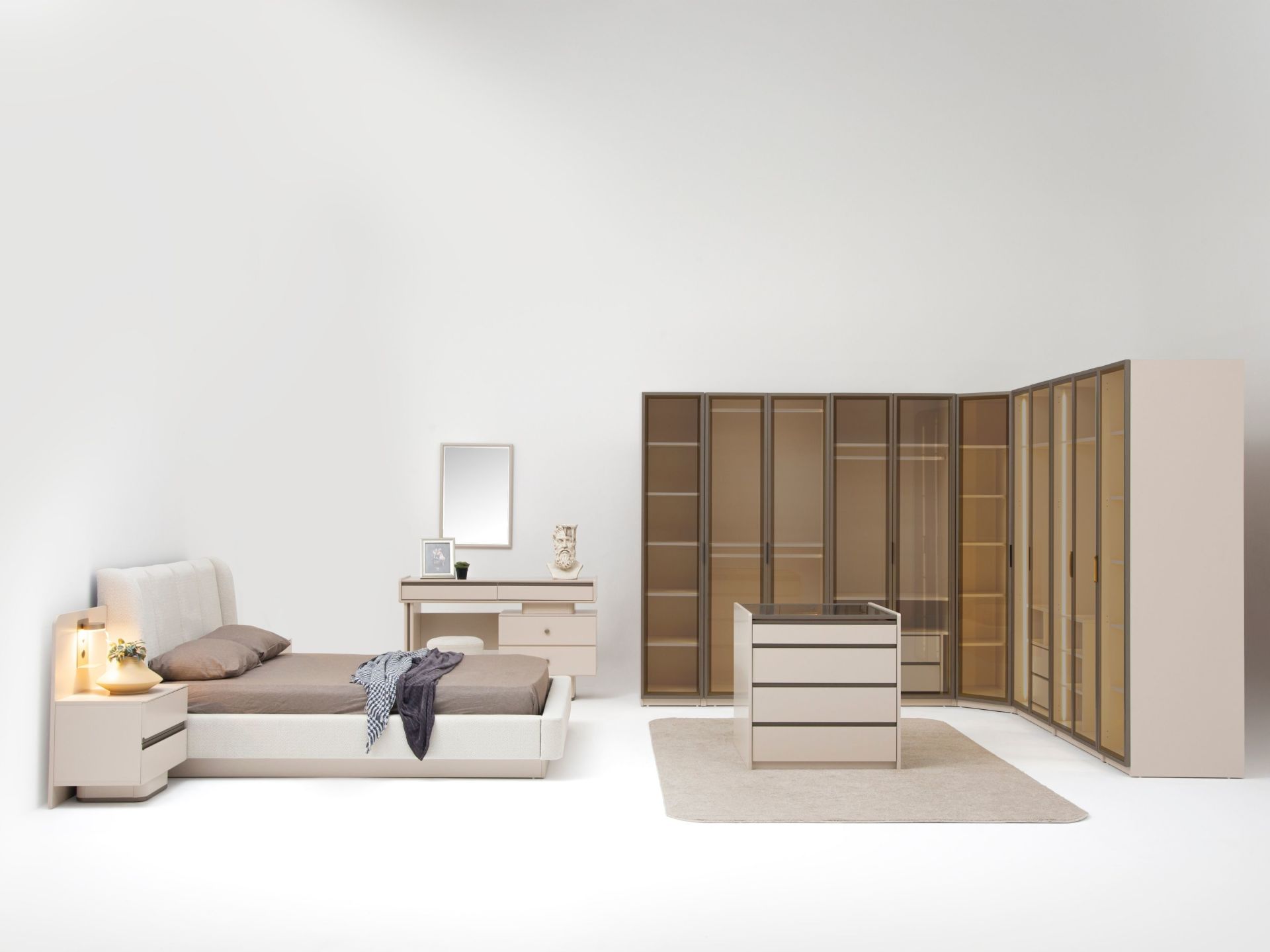 Kumsala Yatak Odası ( köşe dolaplı )