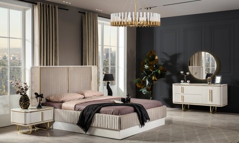 Paris Yatak Odası Aynalı Şifonyer(Krem)