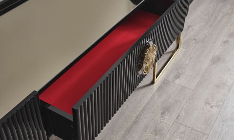 Guccix Siyah Gold Şömineli Tv Sehpası