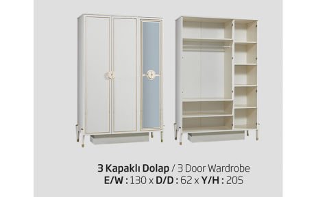 Enjoy Aytaşı Genç Odası 3 Kapaklı Dolap