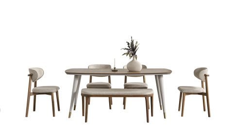 Viola Yemek Masası ve 4 Sandalye 1 Bench
