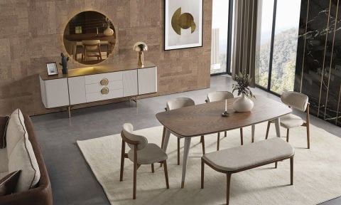 Viola Yemek Masası ve 4 Sandalye 1 Bench