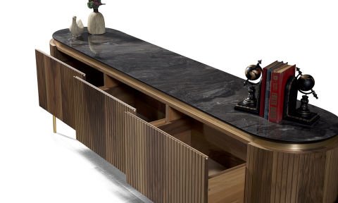 Tesla Ceviz-Bronz Tv Sehpası