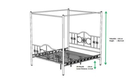 Perra Sultan Ferforje Metal Tek Kişilik Karyola 100*200 cm