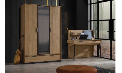 Kolezyum Ceviz Genç Odası (3 Kapılı Aynalı Dolap)